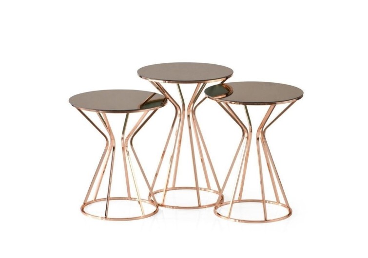 Kum saati rose gold metal zigon sehpa
