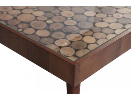 Wood ahşap camlı orta sehpa