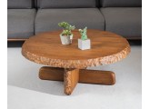 ALFA CEVİZ YUVARLAK AHŞAP LÜKS ORTA SEHPA