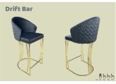 drift bar sandalye ahşap papel metal ayaklı gold kaplama