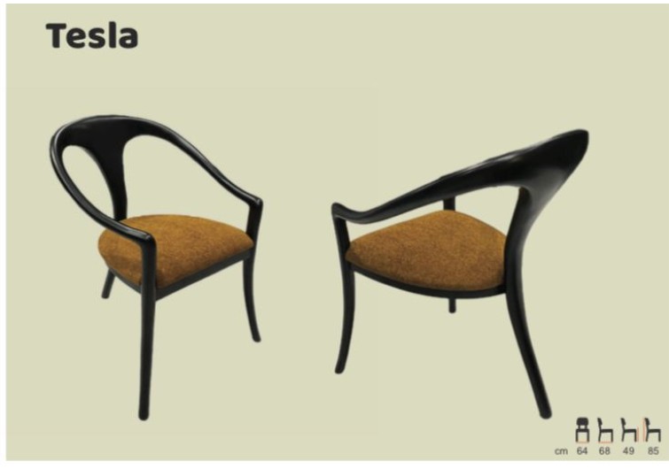 Tesla Sandalye ahşap ayaklı siyah boyalı.