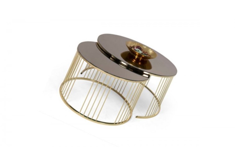 Hilal gold metal ikili orta sehpa