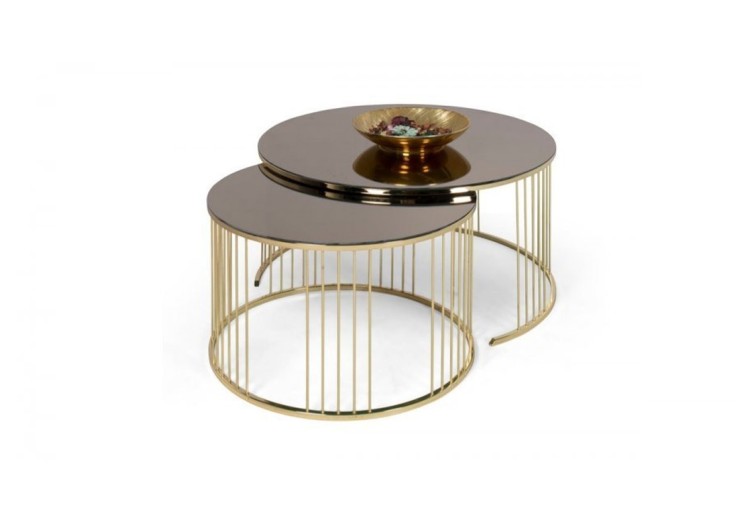 Hilal gold metal ikili orta sehpa